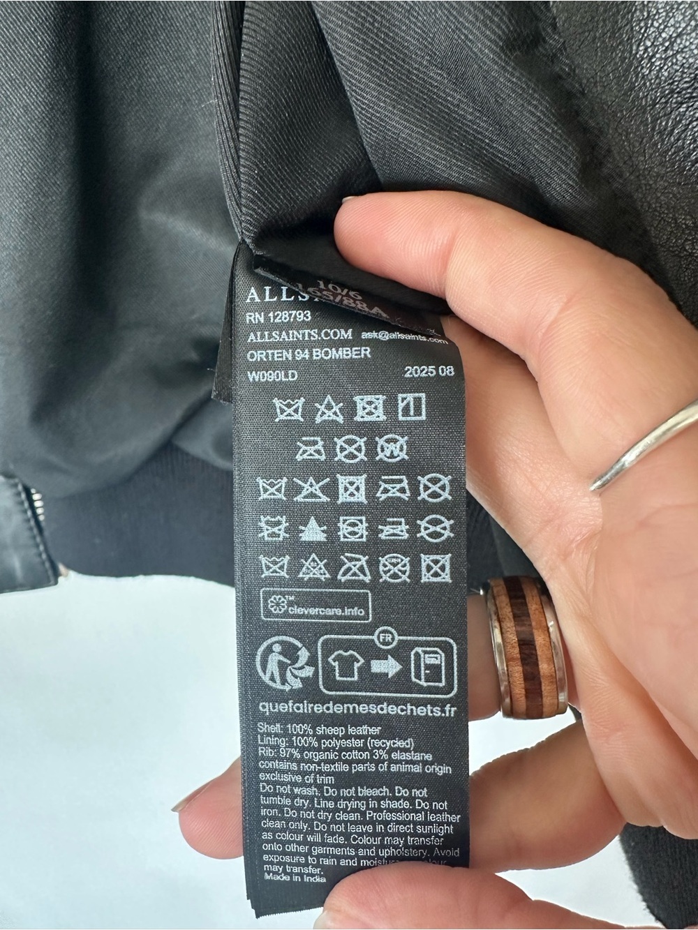 NWOT AllSaints Special Edition Orton ‘94 Sheep Leather Bomber Jacket w/Patches 6 - Picture 9 of 9